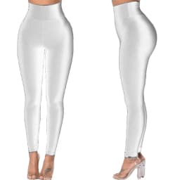 Women Gym Yoga Dance Running Cycling Sports Pants Pure Color Shiny Metallic Stretchy Leggings Pants