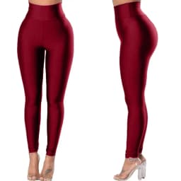 Women Gym Yoga Dance Running Cycling Sports Pants Pure Color Shiny Metallic Stretchy Leggings Pants