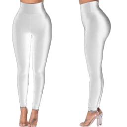 Women Gym Yoga Dance Running Cycling Sports Pants Pure Color Shiny Metallic Stretchy Leggings Pants