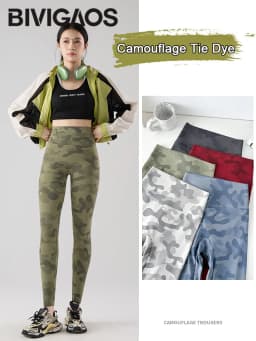 BIVIGAOS Spring Summer New Seamless Camouflage Sharkskin Leggings Women Fashion High Waist Casual Sports Tights Fitness Leggings