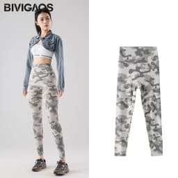BIVIGAOS Spring Summer New Seamless Camouflage Sharkskin Leggings Women Fashion High Waist Casual Sports Tights Fitness Leggings