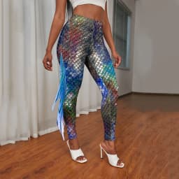 NADANBAO New Galaxy Leggings Women Sexy Mermaid Legging Fish Scale Leggins Fitness Colorful Elasticity Legins