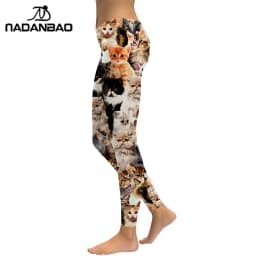 NADANBAO 2025 Women Leggings Lovely Cat Hologrephic Digital Print Fitness legging High Waist Workout Pants Casual Street Leggins