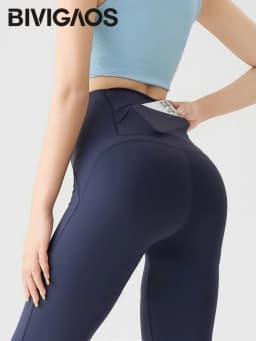 BIVIGAOS Naked Feeling Back Waist Pocket Sharkskin Micro Flared Leggings Women's Tight Sexy Sports Fitness Yoga Casual Pants