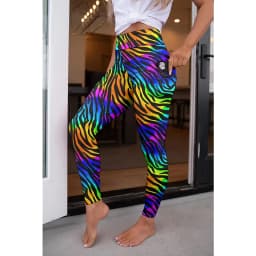 LETSFIND Fashion New Women Elastic Pockert Pants High Waist 3D Digital Printing  Milk Silk Stretch Fitness Sexy Girls Leggings