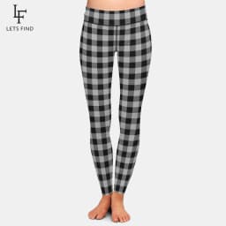 LETSFIND Hot Sale Women Leggings High Waist Sexy Women Pants 3D Plaid Print Fitness Slim Girls Stretch Leggings