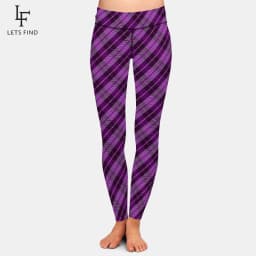 LETSFIND Hot Sale Women Leggings High Waist Sexy Women Pants 3D Plaid Print Fitness Slim Girls Stretch Leggings