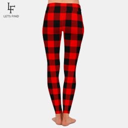 LETSFIND Hot Sale Women Leggings High Waist Sexy Women Pants 3D Plaid Print Fitness Slim Girls Stretch Leggings