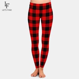 LETSFIND Hot Sale Women Leggings High Waist Sexy Women Pants 3D Plaid Print Fitness Slim Girls Stretch Leggings