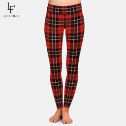 LETSFIND Hot Sale Women Leggings High Waist Sexy Women Pants 3D Plaid Print Fitness Slim Girls Stretch Leggings