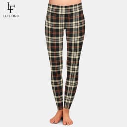 LETSFIND Hot Sale Women Leggings High Waist Sexy Women Pants 3D Plaid Print Fitness Slim Girls Stretch Leggings