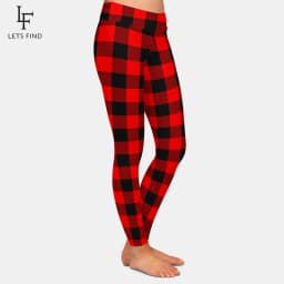 LETSFIND Hot Sale Women Leggings High Waist Sexy Women Pants 3D Plaid Print Fitness Slim Girls Stretch Leggings