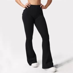 Women Flared Leggings with Pockets Gym Outdoor Fitness Athletic Workout Leggins Yoga Pants Sports Training Bell-bottomed Trouser