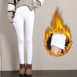 Winter Warm Leggings Women's Velvet Thick Slim Trousers Ladies Casual Elastic Waist Solid Stretch Skinny Pencil Pant White Black