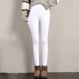 Winter Warm Leggings Women's Velvet Thick Slim Trousers Ladies Casual Elastic Waist Solid Stretch Skinny Pencil Pant White Black