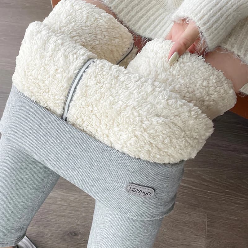 Women's Extra Thick Warm Fleece Lined Winter Leggings Elastic High Waist Thermal Pants Woman Slim Fit Solid Knit Long Trousers