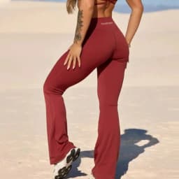 Women Bum Curve Flare Natural Lift Leggings Slim Yoga Pants High Waist Wide Leg Pants Bottoms Breathable Gym Casual Sports Pants