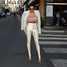 Fashion Women's Shiny Compression Leggings Mid Waist Skinny Tight Yoga Workout Stirrup Pants Sport Bottoms Glossy Lingerie 2026