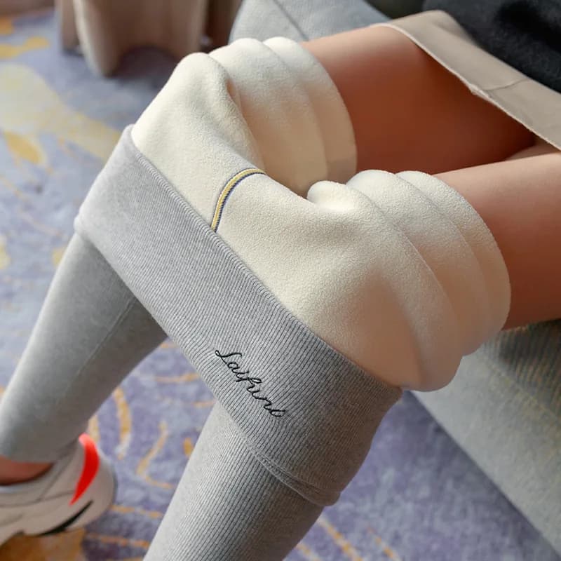 Autumn Winter Faux Lambswool Lined Thermal Leggings for Women Elastic Skinny Warm Long Pants Women Soft Thick Base Layer Trouser