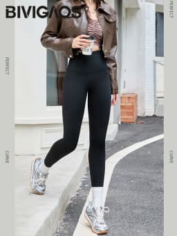 BIVIGAOS Grey Fleece Warm Sharkskin Leggings Women Autumn Winter High Waist Tight Slimming Push Up Butt Lifter Casual Leggings