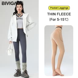 BIVIGAOS Autumn Winter Fleece Pocket Sharkskin Leggings Women High Waist Tight-Fit Velvet Thickened Warm Sports Running Leggings