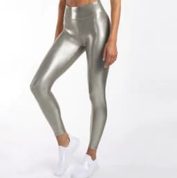 Metallic Leggings Shiny High-Waisted for Women Holiday Christmas Silver Trousers Stretchy Streetwear ouc1187