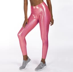 Metallic Leggings Shiny High-Waisted for Women Holiday Christmas Silver Trousers Stretchy Streetwear ouc1187