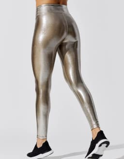 Metallic Leggings Shiny High-Waisted for Women Holiday Christmas Silver Trousers Stretchy Streetwear ouc1187