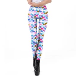 NADANBAO Galaxy Mermaid Leggings Women Workout Fitness Legging Colorful Fish Scales  Printed Leggins