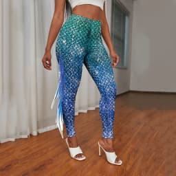 NADANBAO Galaxy Mermaid Leggings Women Workout Fitness Legging Colorful Fish Scales  Printed Leggins