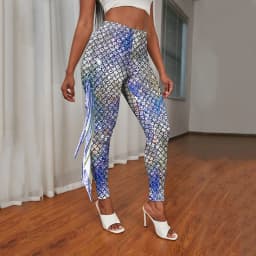 NADANBAO Galaxy Mermaid Leggings Women Workout Fitness Legging Colorful Fish Scales  Printed Leggins