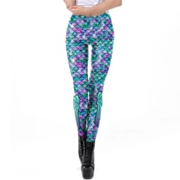 NADANBAO Galaxy Mermaid Leggings Women Workout Fitness Legging Colorful Fish Scales  Printed Leggins
