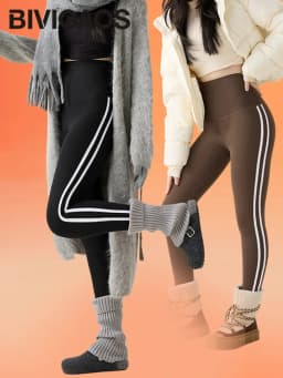 BIVIGAOS New Autumn White Striped Light Fleece Leggings Women Winter Pants High Waist Slim Velvet Thick Sport Warm Leggings