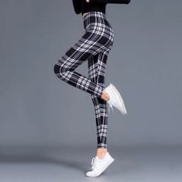 BornToGirl Sexy Tights Leggings Women Autumn Winter Slim High Waist Black Blue Red Brown Khaki Plaid Skinny Pants Leggings Pants