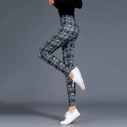 BornToGirl Sexy Tights Leggings Women Autumn Winter Slim High Waist Black Blue Red Brown Khaki Plaid Skinny Pants Leggings Pants