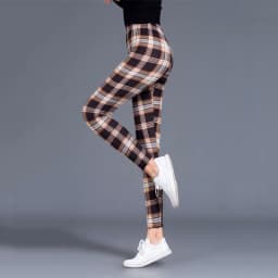 BornToGirl Sexy Tights Leggings Women Autumn Winter Slim High Waist Black Blue Red Brown Khaki Plaid Skinny Pants Leggings Pants