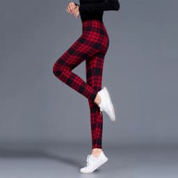 BornToGirl Sexy Tights Leggings Women Autumn Winter Slim High Waist Black Blue Red Brown Khaki Plaid Skinny Pants Leggings Pants