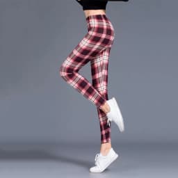 BornToGirl Sexy Tights Leggings Women Autumn Winter Slim High Waist Black Blue Red Brown Khaki Plaid Skinny Pants Leggings Pants