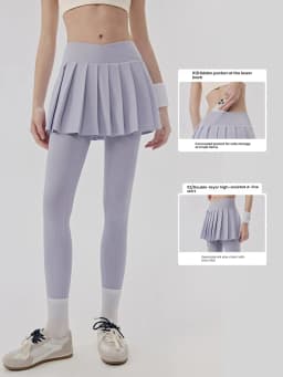 Women's Cooling Sun Protection Yoga Pants with Skirt Fake Two Pieces Anti-Exposure Pockets Pilates Tight Workout Leggings Women