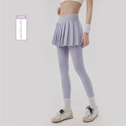 Women's Cooling Sun Protection Yoga Pants with Skirt Fake Two Pieces Anti-Exposure Pockets Pilates Tight Workout Leggings Women