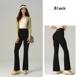 BIVIGAOS Spring Back Waist Hollow Cross Flared Leggings Women High Waist Elastic Sport Fitness Sharkskin Tight Yoga Flared Pants