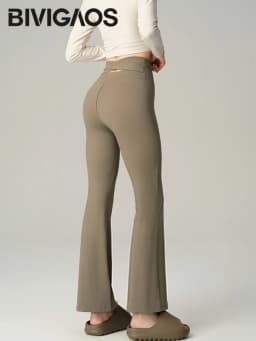 BIVIGAOS Spring Back Waist Hollow Cross Flared Leggings Women High Waist Elastic Sport Fitness Sharkskin Tight Yoga Flared Pants