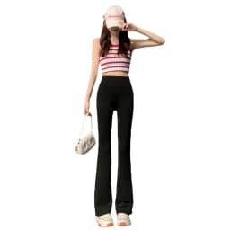 High Waist Slimming Yoga Pants Women's Spring Autumn Style Bell Bottom Sharkskin Pants Tummy Control Butt Lifting Base Layer