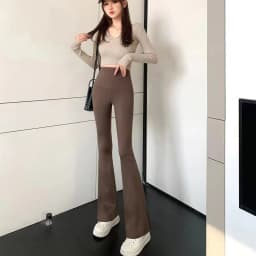 High Waist Slimming Yoga Pants Women's Spring Autumn Style Bell Bottom Sharkskin Pants Tummy Control Butt Lifting Base Layer