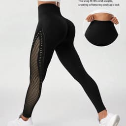 Women Seamless Hole Gym Leggings High Waist Scrunch Butt Sports Leggings Hollow Out Fitness Workout Running Yoga Pants