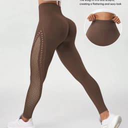 Women Seamless Hole Gym Leggings High Waist Scrunch Butt Sports Leggings Hollow Out Fitness Workout Running Yoga Pants