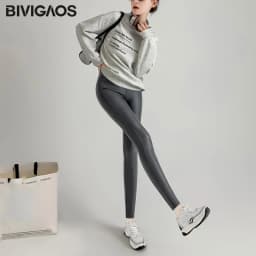 BIVIGAOS Fall New Tight Stretch Leather Pants Women Sharkskin High Waist Splicing PU Leather Fleece Sexy Leggings Winter Warm