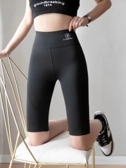 High Waist Five Inch Shark Skin Women's Summer Thin Elastic Yoga Riding Pants Abdomen Inverter Hip Large Size Base Layer Pants