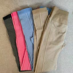 Women High Waist Striped Leggings Athletic Elastic Ruched Butt Lifting Workout Pants Fitness Gym Sports Tights