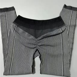 Women High Waist Striped Leggings Athletic Elastic Ruched Butt Lifting Workout Pants Fitness Gym Sports Tights